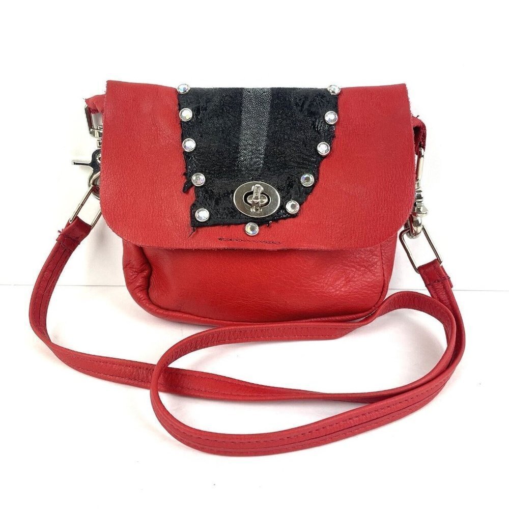The Hip Bag‎ Company Hipster Purse Colorado Red Leather Studded Handbag Biker